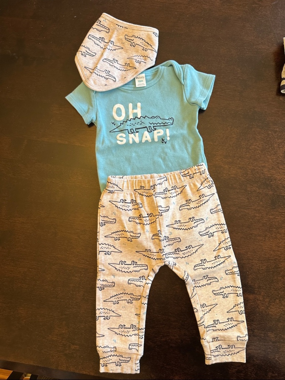 Oh Snap! Green Baby Matching Set with Alligator Print